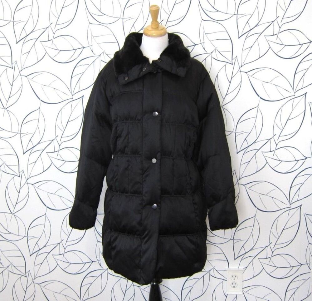 Larry Levine Black Down Mid-Length Puffer Coat Women's size 2X
